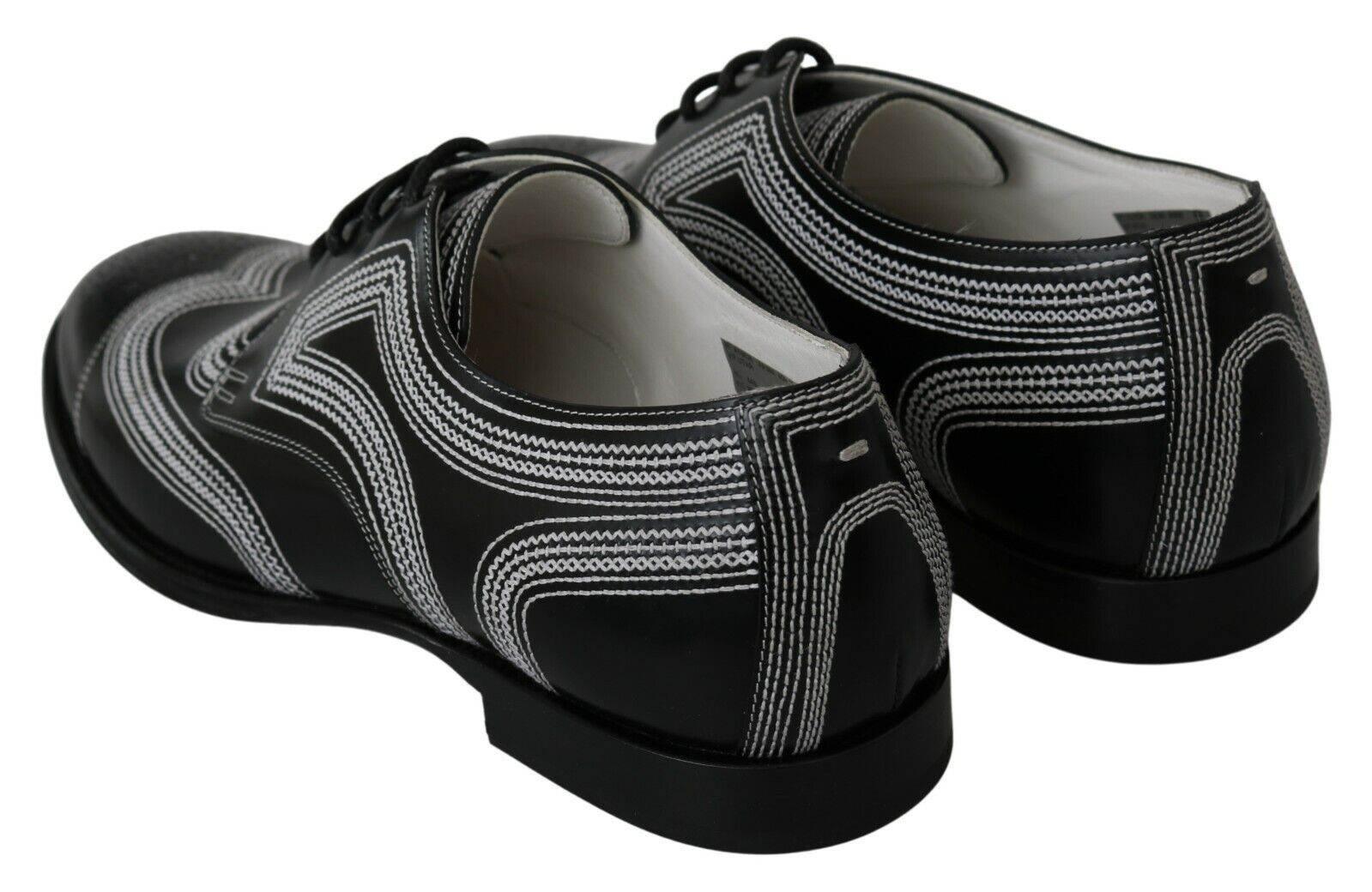 Dolce & Gabbana Elegant Black and White Derby Shoes - Hilstor