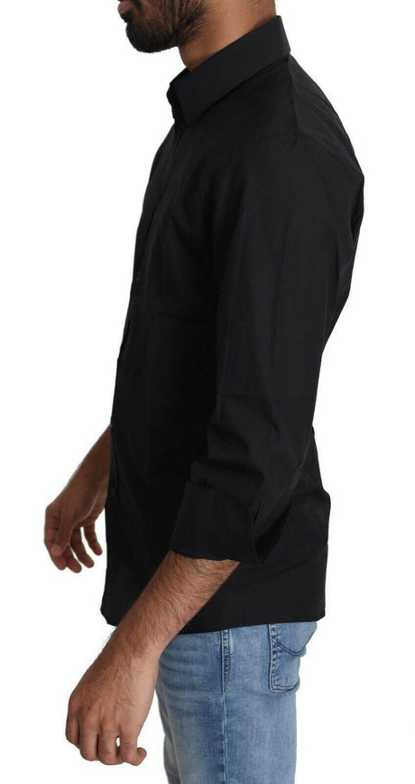 Dolce & Gabbana Elegant Black Slim Fit Dress Shirt - Hilstor