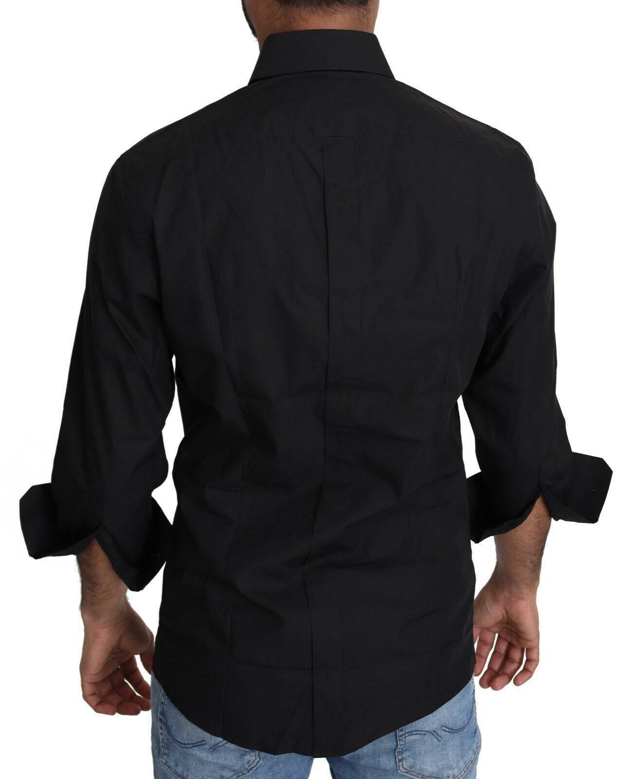 Dolce & Gabbana Elegant Black Slim Fit Dress Shirt - Hilstor