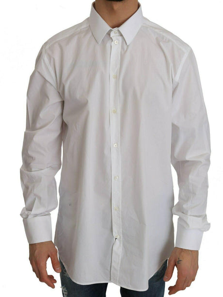 Dolce & Gabbana Exclusive White Slim Fit Formal Shirt - Hilstor