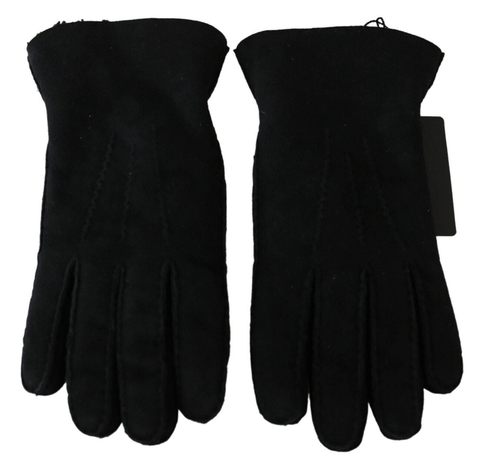 Dolce & Gabbana Elegant Black Leather Biker Gloves - Hilstor