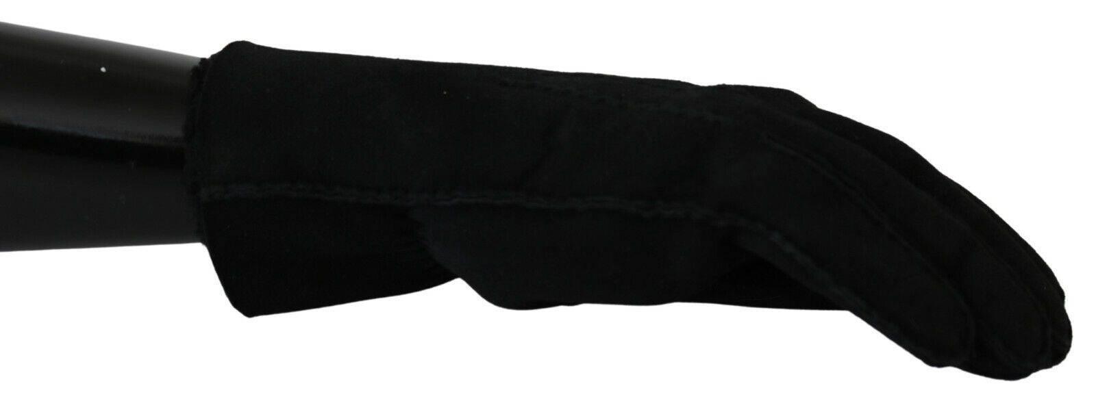 Dolce & Gabbana Elegant Black Leather Biker Gloves - Hilstor