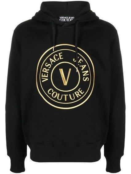 Versace Jeans Chic Black Hooded Sweatshirt - Hilstor