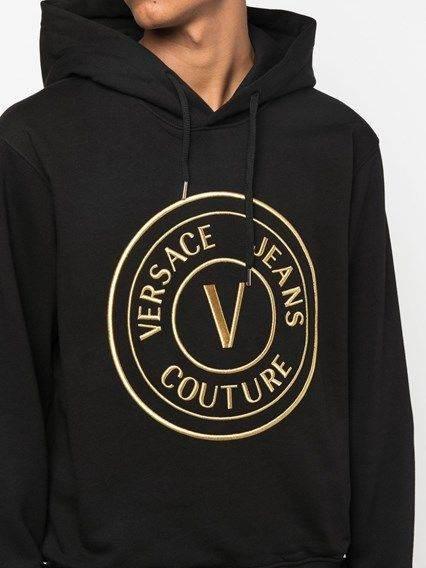 Versace Jeans Chic Black Hooded Sweatshirt - Hilstor