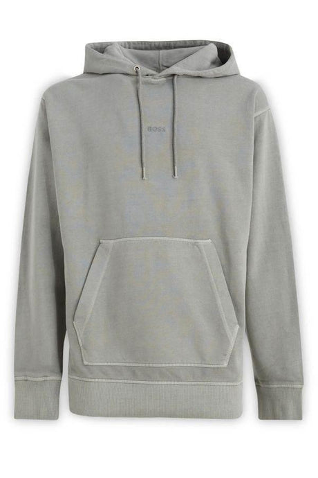 Hugo Boss Elegant Grey Cotton Hooded Sweatshirt - Hilstor