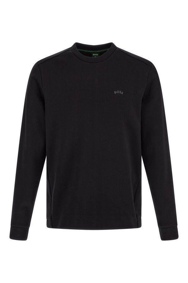 Hugo Boss Elegant Black Cotton Round Neck Sweatshirt - Hilstor