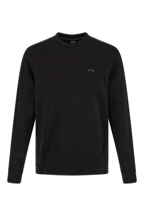 Hugo Boss Elegant Black Cotton Round Neck Sweatshirt - Hilstor