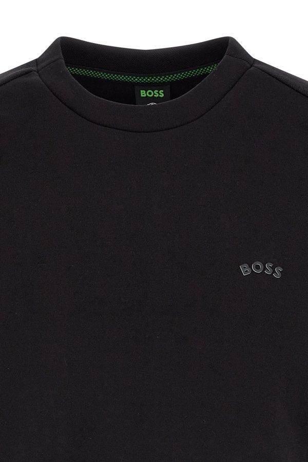 Hugo Boss Elegant Black Cotton Round Neck Sweatshirt - Hilstor