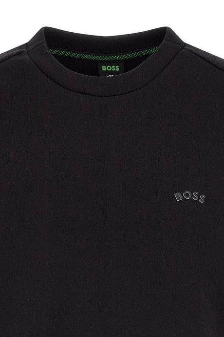 Hugo Boss Elegant Black Cotton Round Neck Sweatshirt - Hilstor