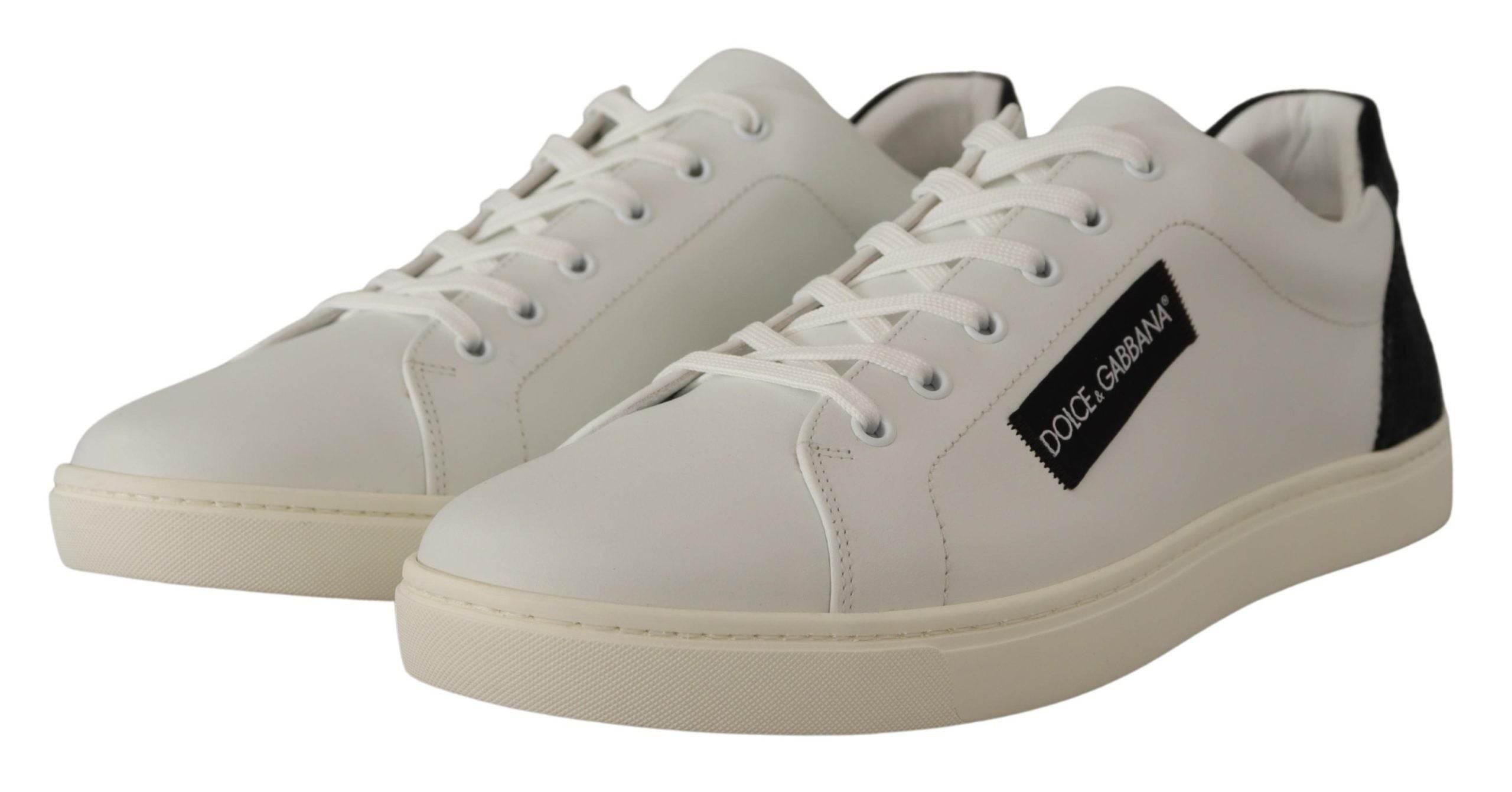 Dolce & Gabbana Elegant White Leather Low Top Sneakers - Hilstor