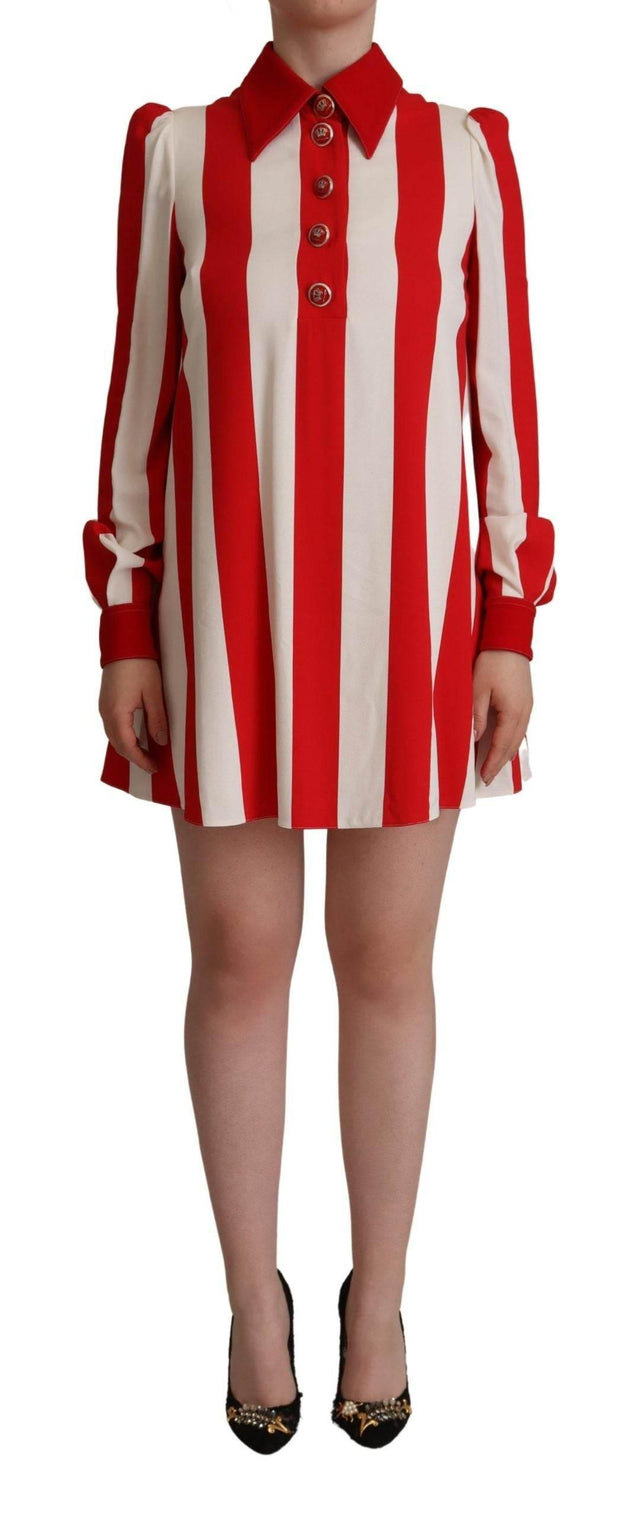 Dolce & Gabbana Elegant Striped Shirt Mini Dress - Hilstor