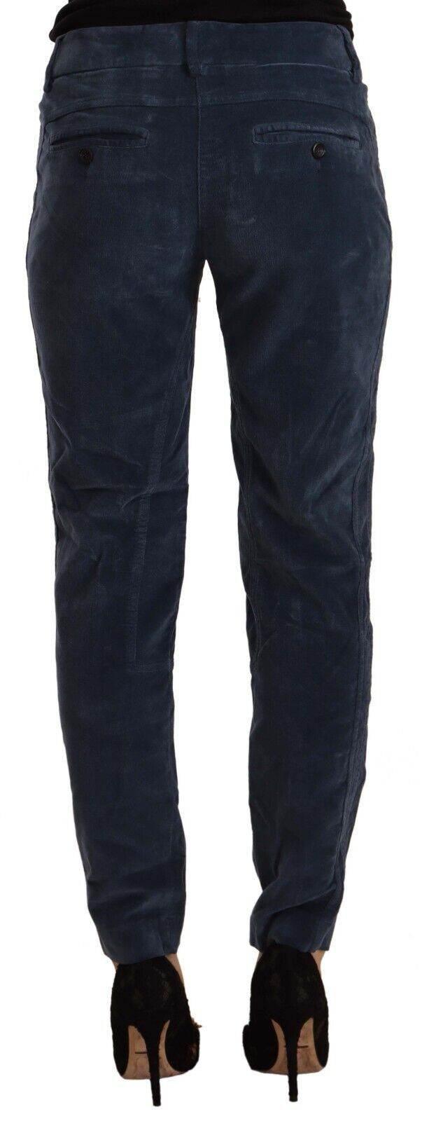 Peserico Blue Mid Waist Cotton Stretch Tapered Pants - Hilstor