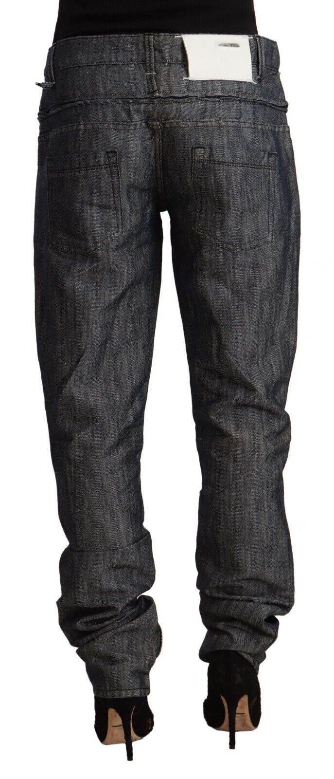 Acht Dark Gray Ramie Mid Wide Waist Straight Denim Jeans - Hilstor