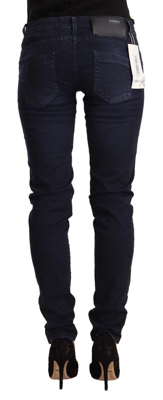 Acht Blue Washed Cotton Low Waist Slim Fit Denim Jeans - Hilstor