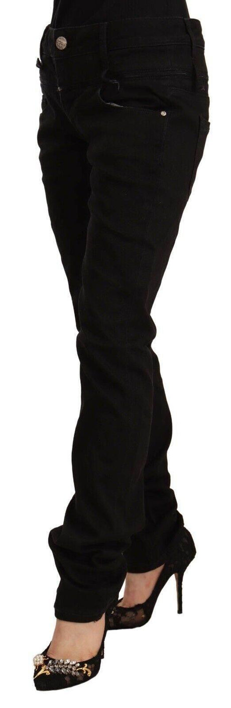 Acht Black Low Waist Cotton Stretch Denim Skinny Jeans - Hilstor