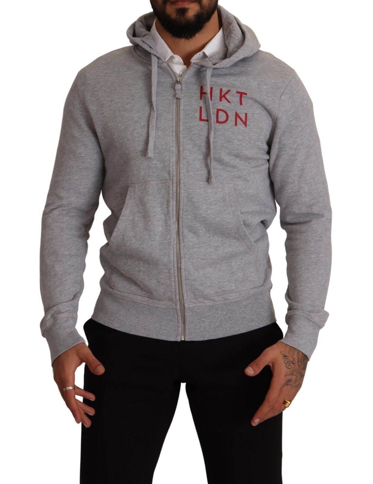 Hackett Gray Full Zip Hooded Cotton Sweatshirt Sweater - Hilstor