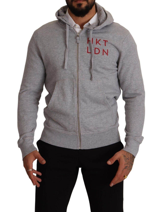 Hackett Gray Full Zip Hooded Cotton Sweatshirt Sweater - Hilstor