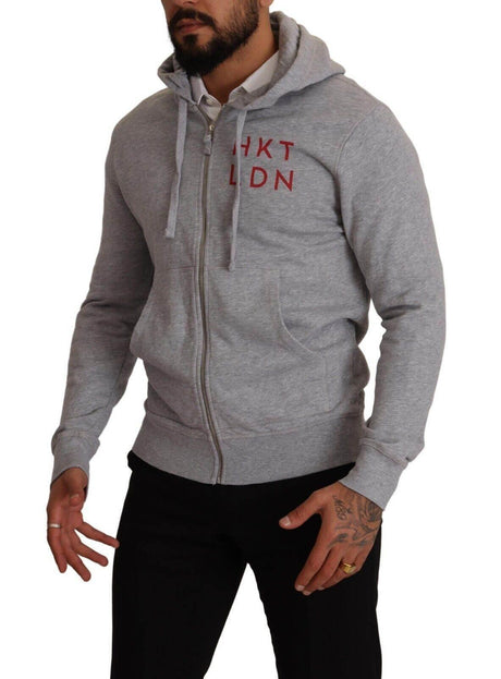 Hackett Gray Full Zip Hooded Cotton Sweatshirt Sweater - Hilstor