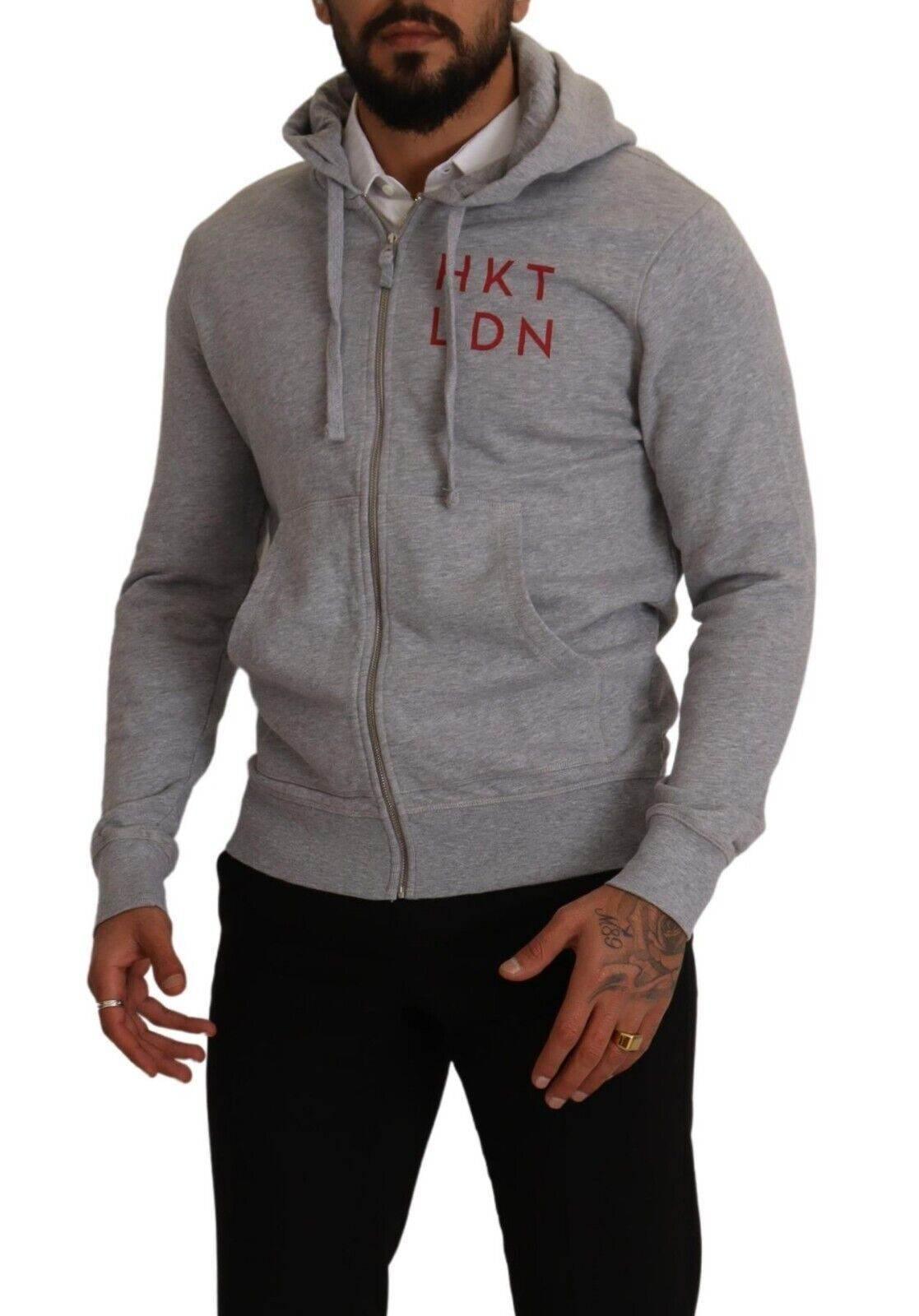 Hackett Gray Full Zip Hooded Cotton Sweatshirt Sweater - Hilstor