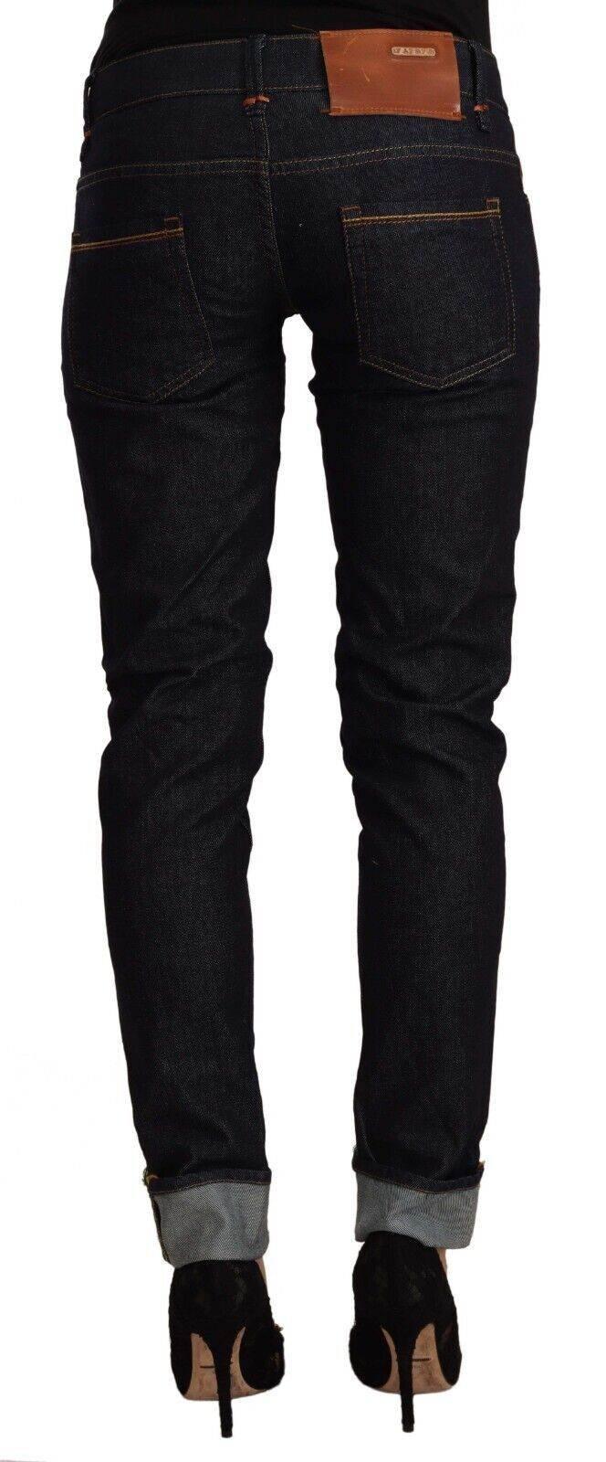 Acht Black Cotton Low Waist Slim Fit Denim Jeans - Hilstor