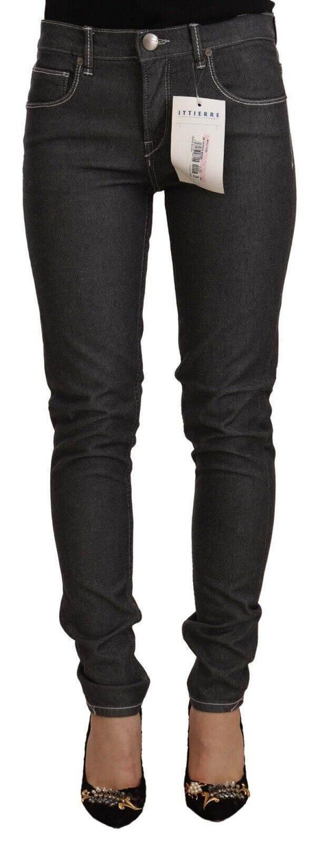 Acht Black Low Waist Skinny Denim Slim Fit Jeans - Hilstor