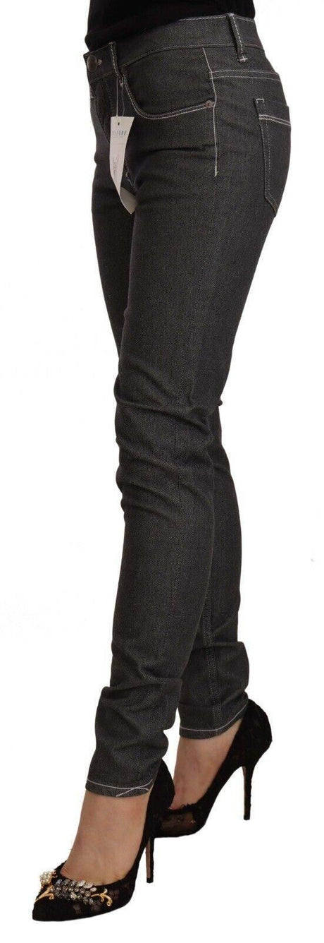 Acht Black Low Waist Skinny Denim Slim Fit Jeans - Hilstor