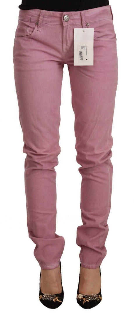 Acht Pink Cotton Slim Fit Women Denim Skinny Jeans - Hilstor