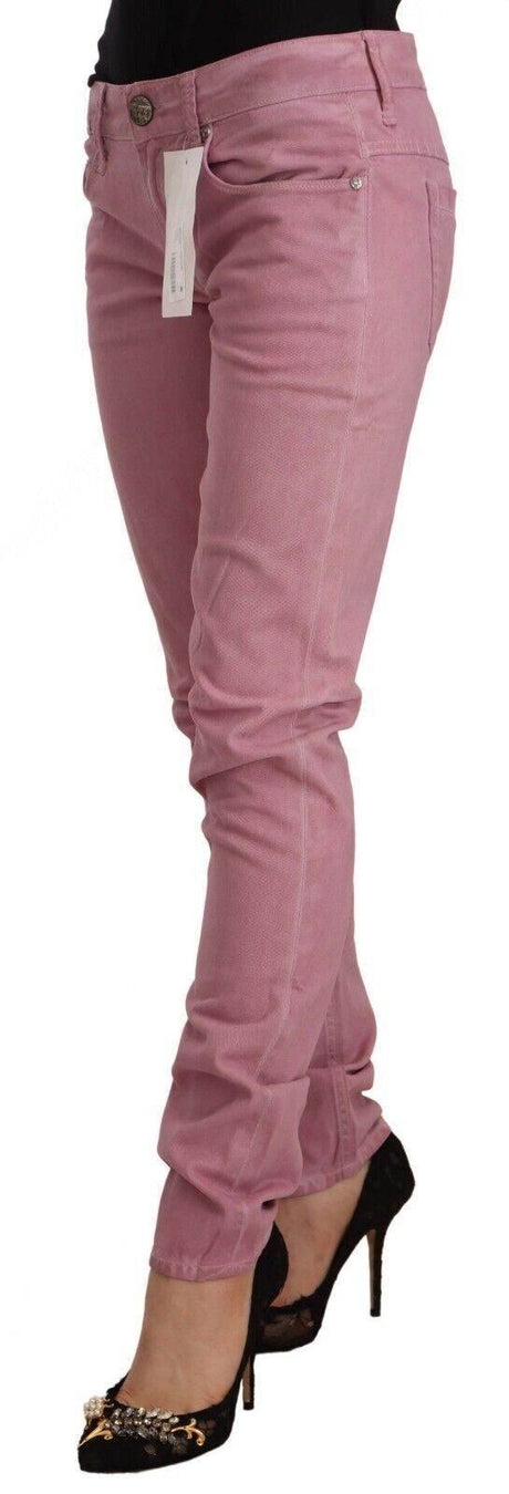 Acht Pink Cotton Slim Fit Women Denim Skinny Jeans - Hilstor
