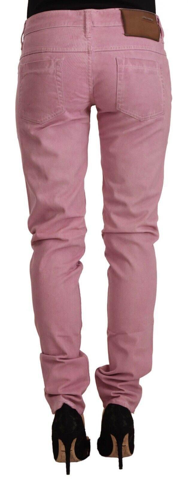 Acht Pink Cotton Slim Fit Women Denim Skinny Jeans - Hilstor