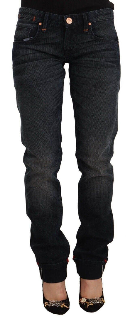 Acht Black Washed Cotton Skinny Denim Low Waist Jeans - Hilstor