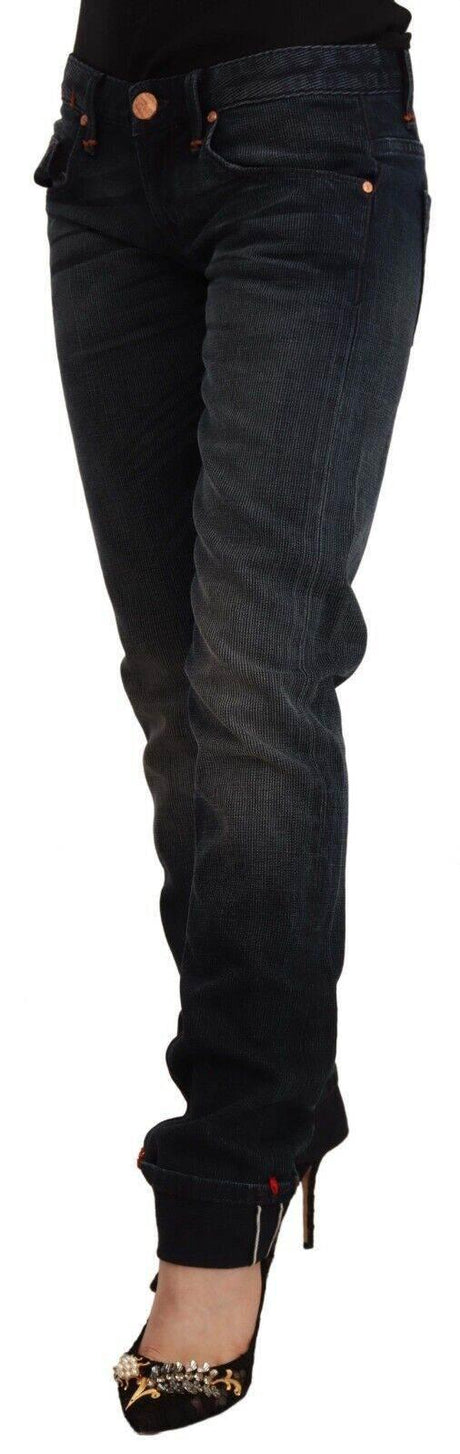 Acht Black Washed Cotton Skinny Denim Low Waist Jeans - Hilstor