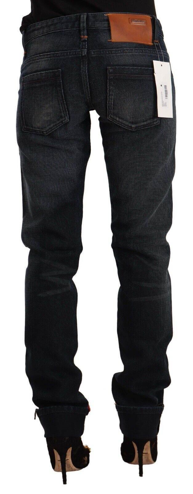 Acht Black Washed Cotton Skinny Denim Low Waist Jeans - Hilstor