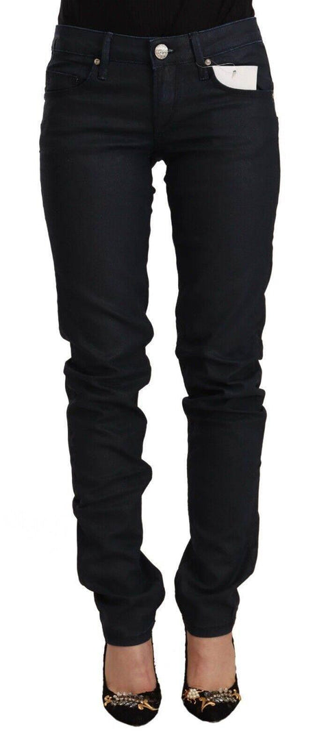 Acht Black Cotton Low Waist Slim Fit Denim Jeans - Hilstor
