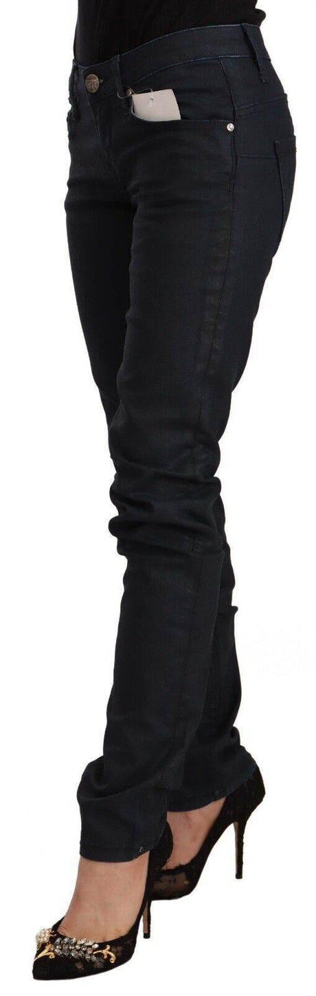 Acht Black Cotton Low Waist Slim Fit Denim Jeans - Hilstor
