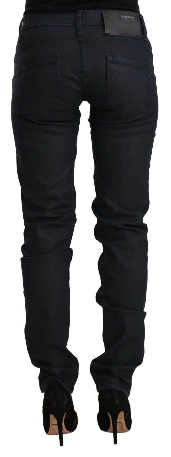 Acht Black Cotton Low Waist Slim Fit Denim Jeans - Hilstor