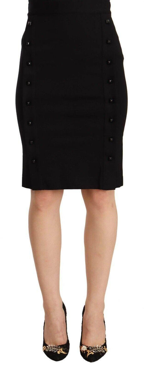 GF Ferre Chic High-Waisted Pencil Skirt in Black - Hilstor
