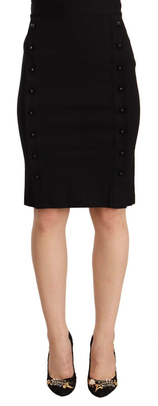GF Ferre Chic High-Waisted Pencil Skirt in Black - Hilstor