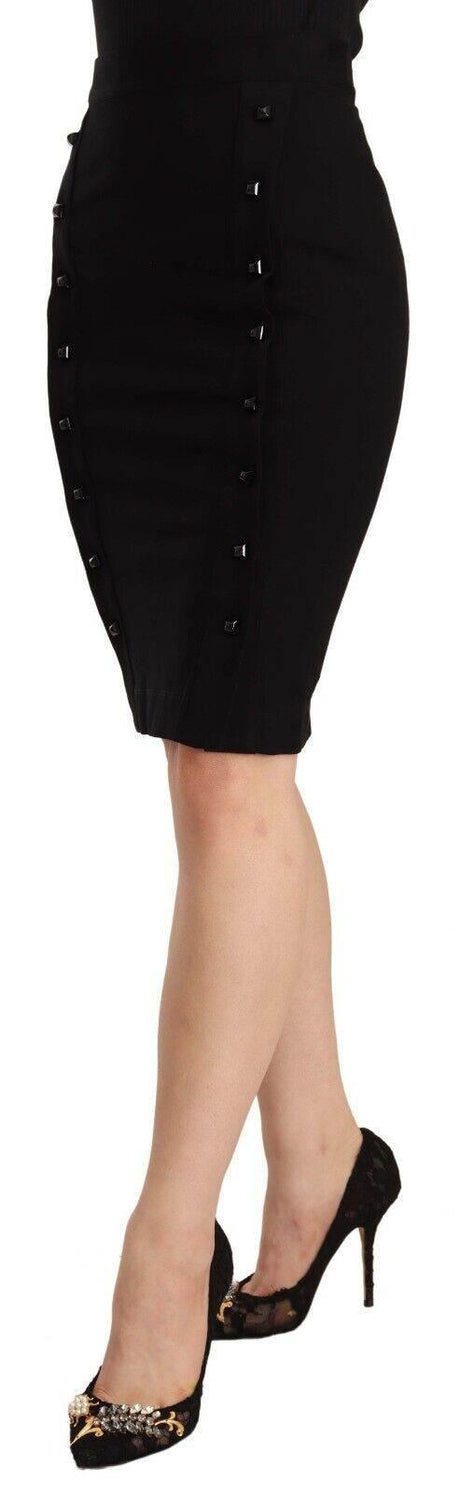 GF Ferre Chic High-Waisted Pencil Skirt in Black - Hilstor
