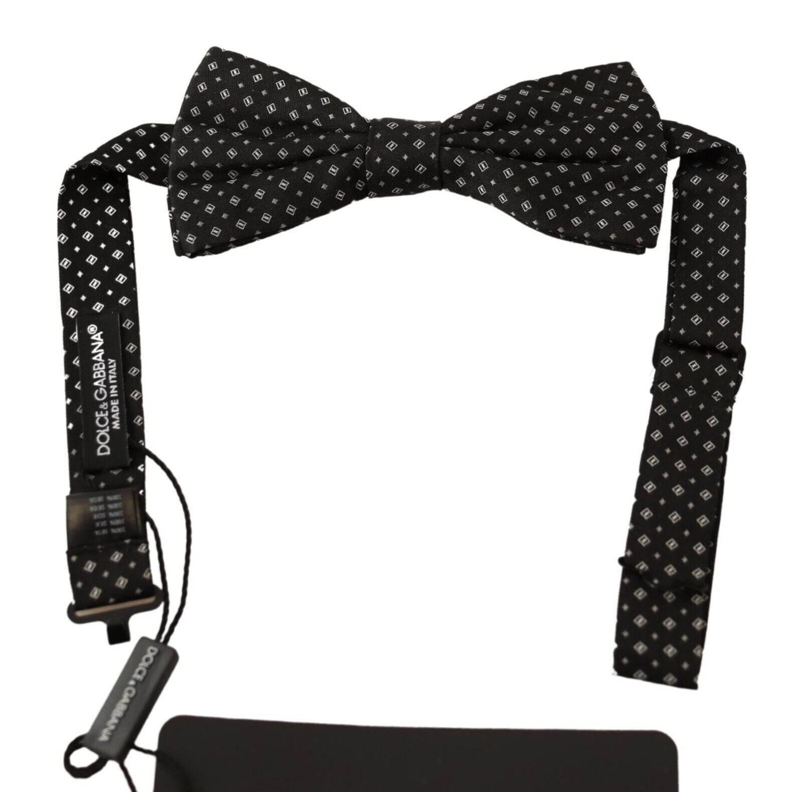 Dolce & Gabbana Black 100% Silk Adjustable Neck Papillon Tie - Hilstor