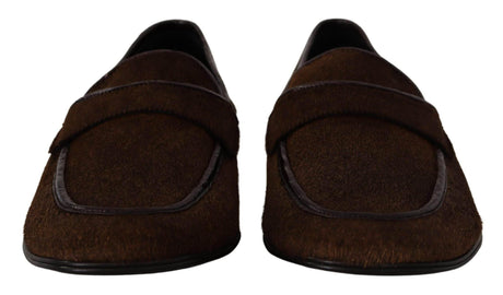 Dolce & Gabbana Elegant Brown Caiman Leather Loafers - Hilstor