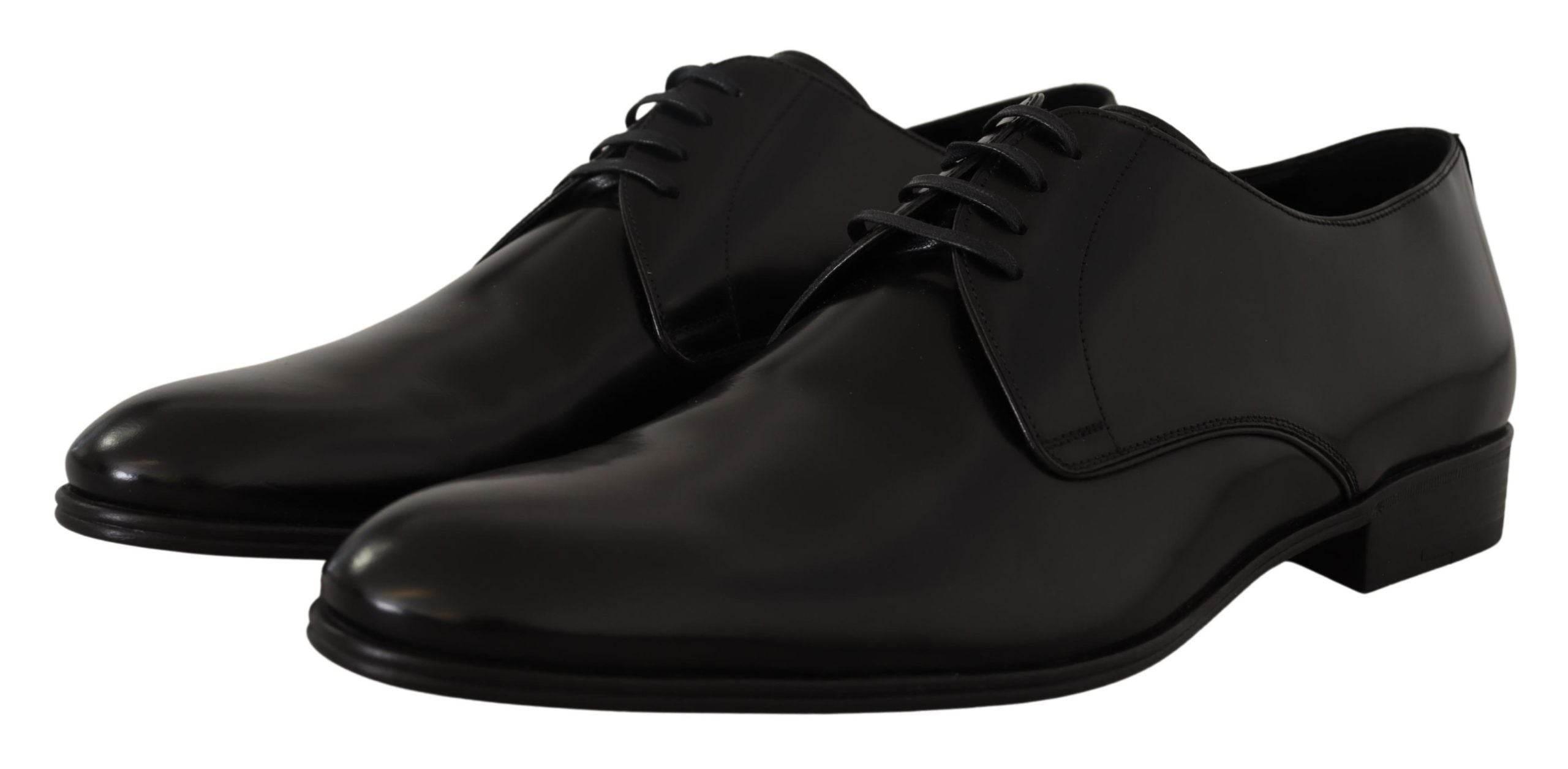 Dolce & Gabbana Elegant Black Leather Derby Shoes - Hilstor