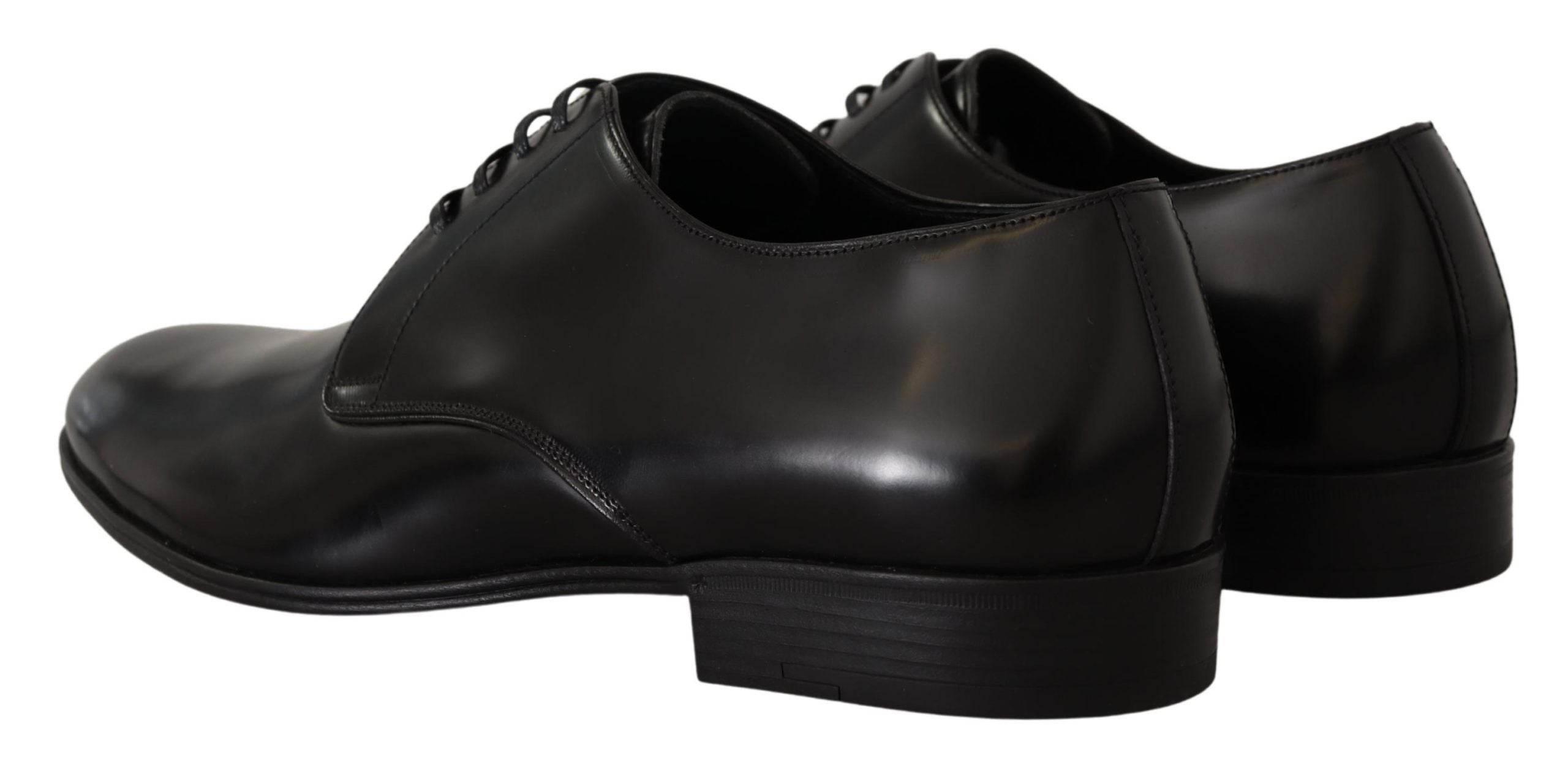 Dolce & Gabbana Elegant Black Leather Derby Shoes - Hilstor
