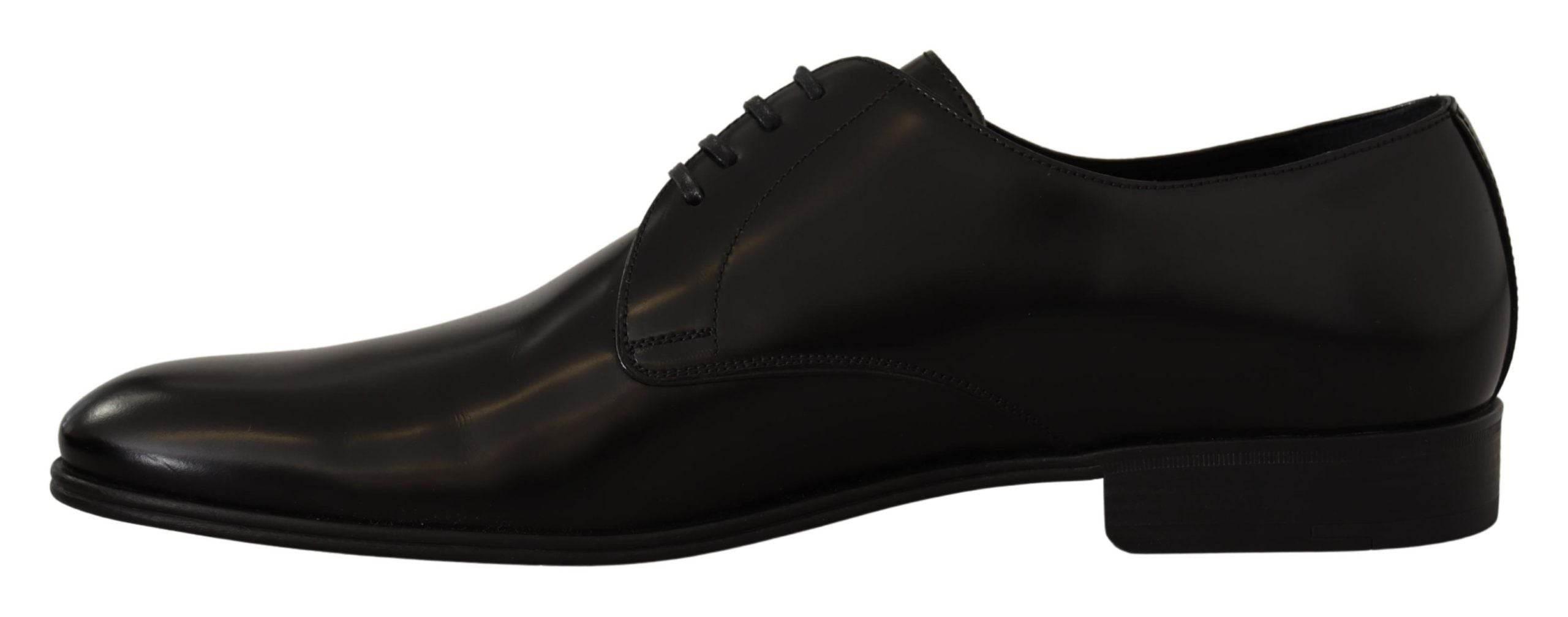 Dolce & Gabbana Elegant Black Leather Derby Shoes - Hilstor