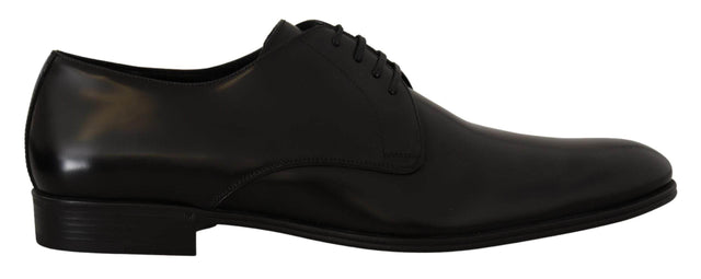 Dolce & Gabbana Elegant Black Leather Derby Shoes - Hilstor