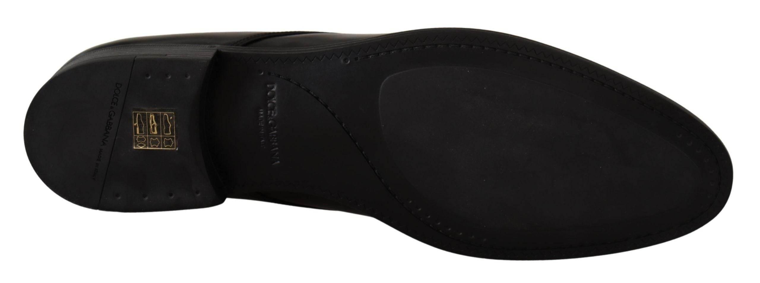 Dolce & Gabbana Elegant Black Leather Derby Shoes - Hilstor