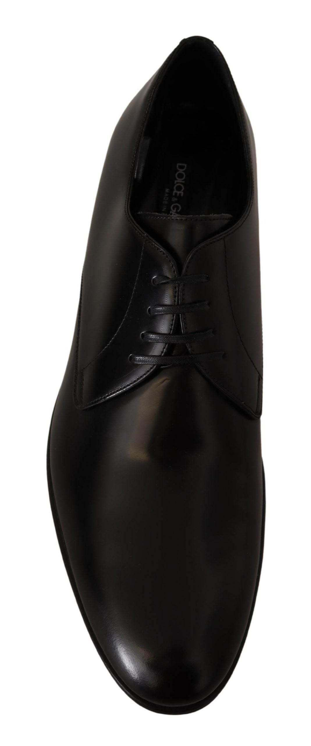 Dolce & Gabbana Elegant Black Leather Derby Shoes - Hilstor
