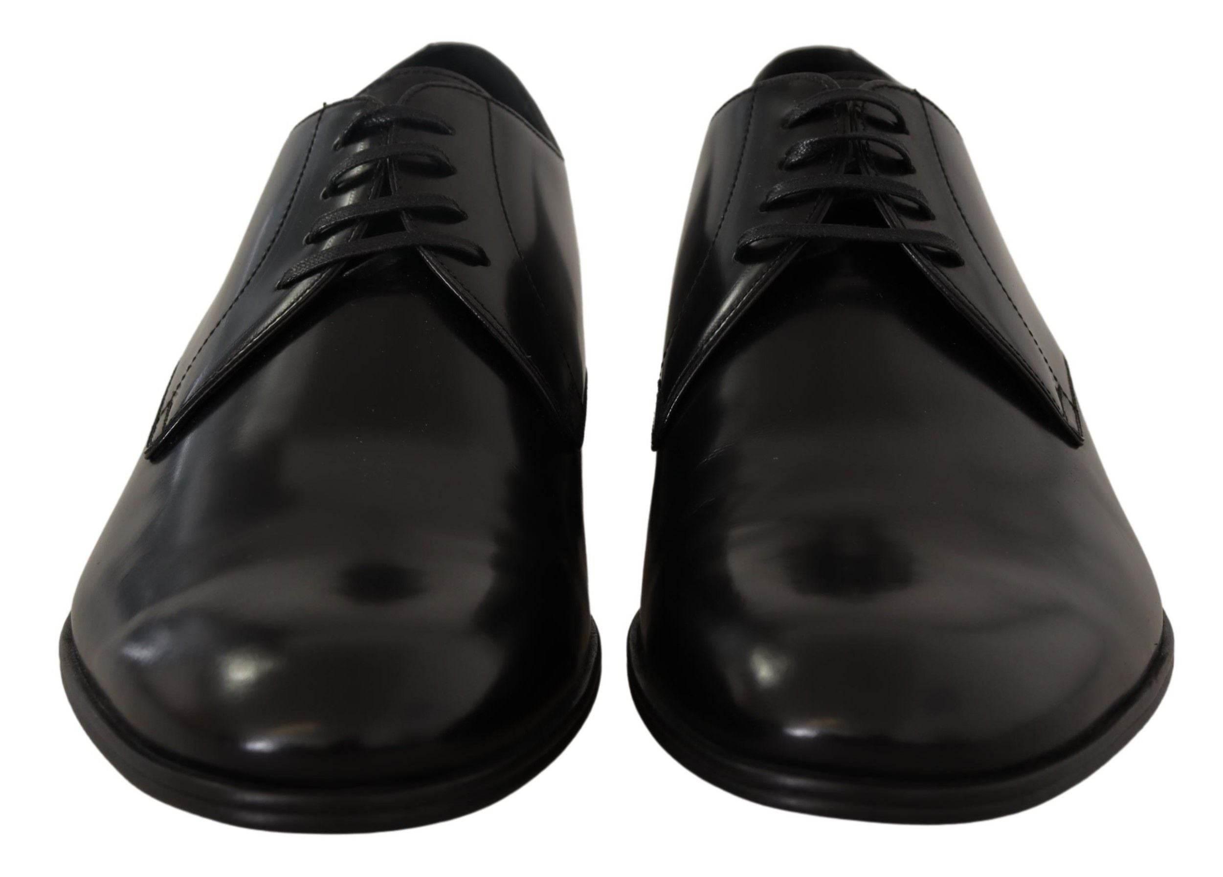 Dolce & Gabbana Elegant Black Leather Derby Shoes - Hilstor