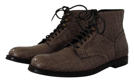 Dolce & Gabbana Elegant Crocodile Derby Brogue Boots - Hilstor