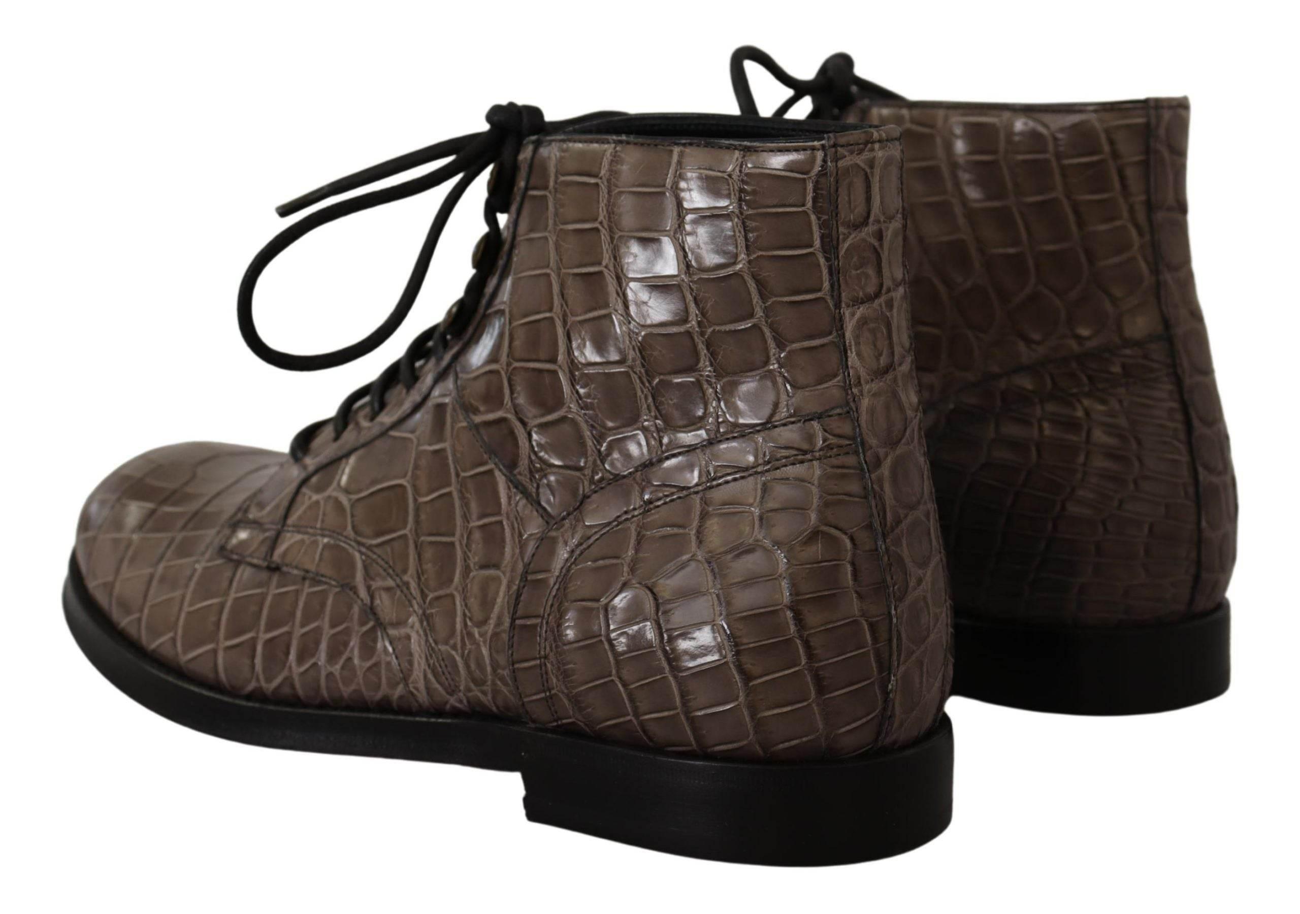 Dolce & Gabbana Elegant Crocodile Derby Brogue Boots - Hilstor