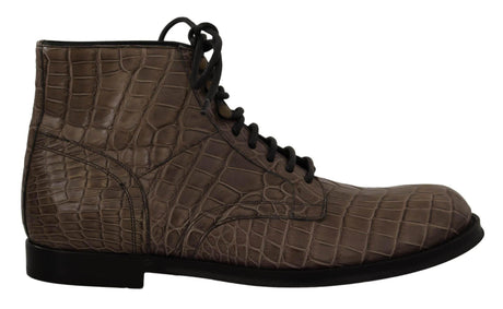 Dolce & Gabbana Elegant Crocodile Derby Brogue Boots - Hilstor